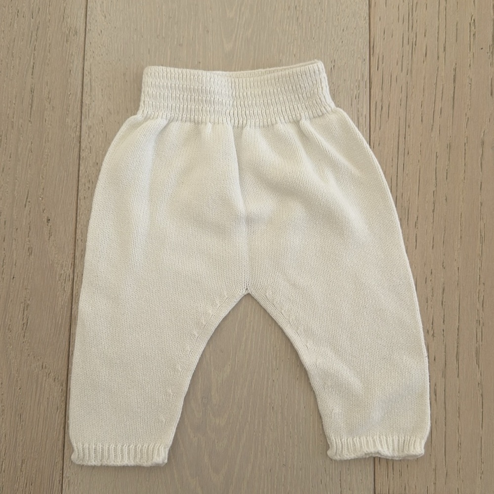 La Coqueta White Knit Sweater Pants 3 Months